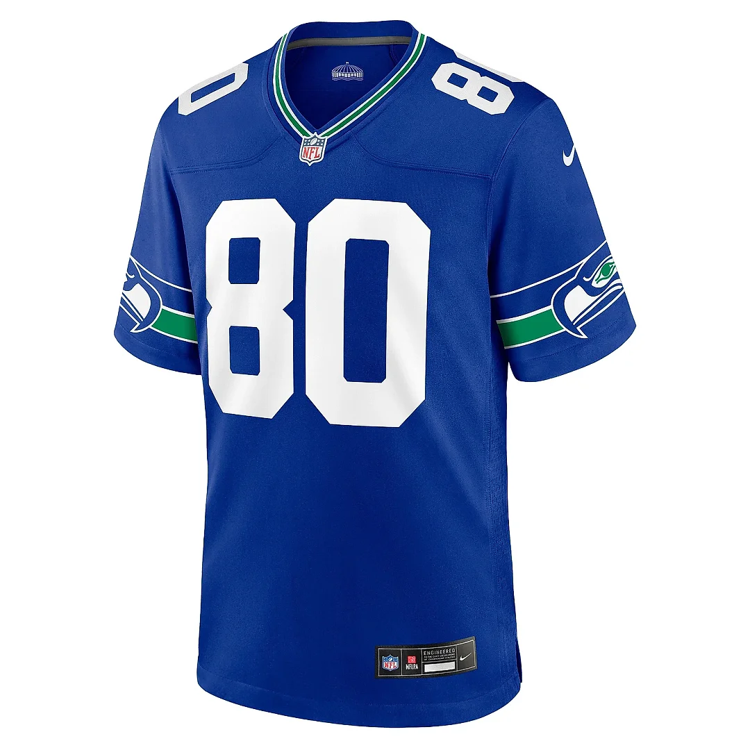 Zennovawear Men's Seattle Seahawks Steve Largent Royal Throwback Retired Player Game Jersey