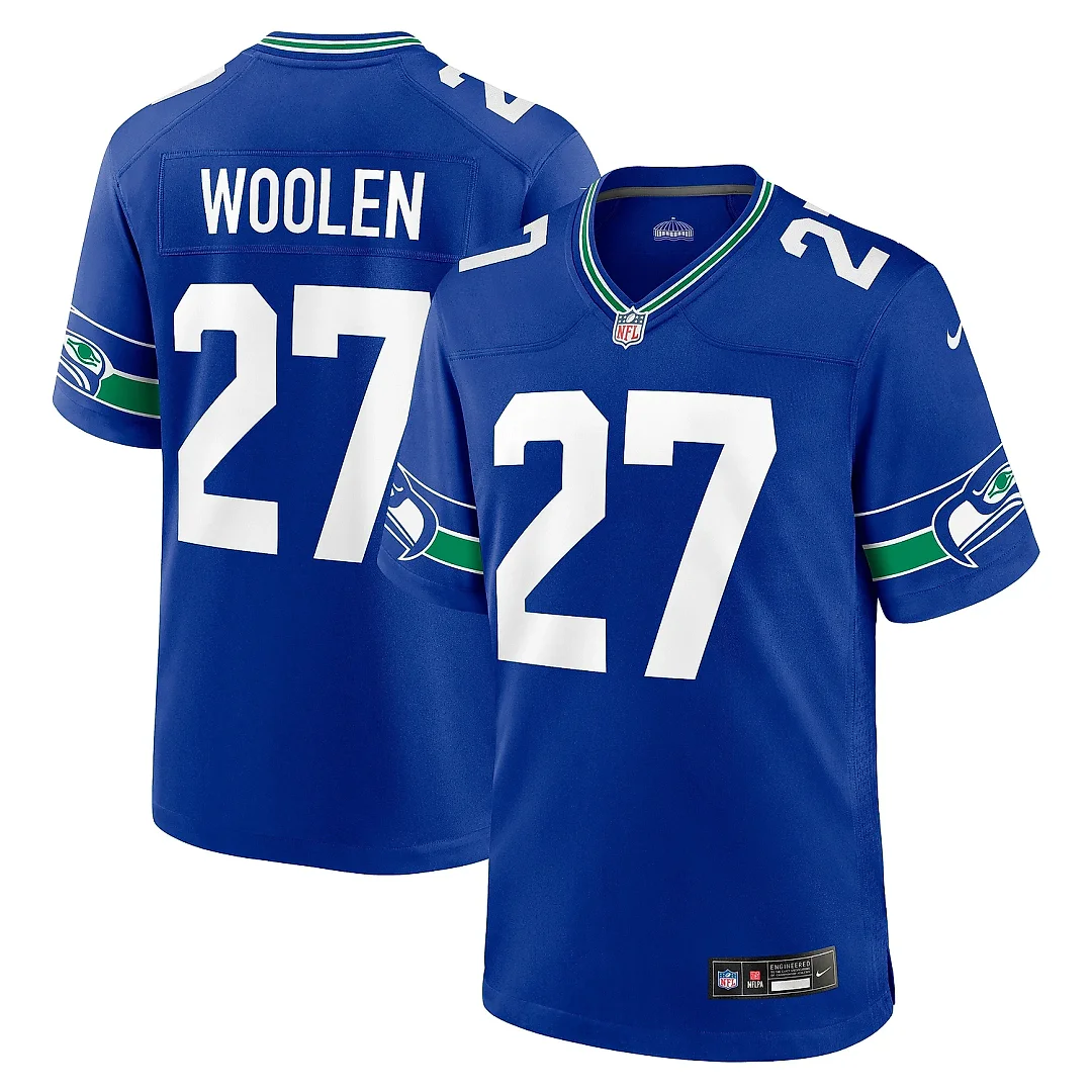 Zennovawear Men's Seattle Seahawks Tariq Woolen Royal Throwback Player Game Jersey