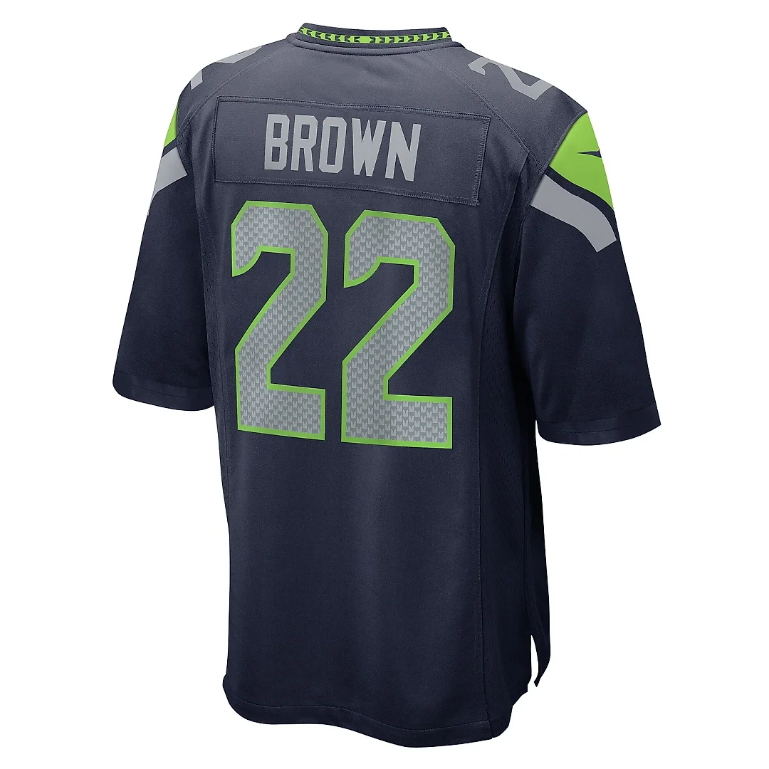 Zennovawear Men's Seattle Seahawks Tre Brown College Navy Game Jersey