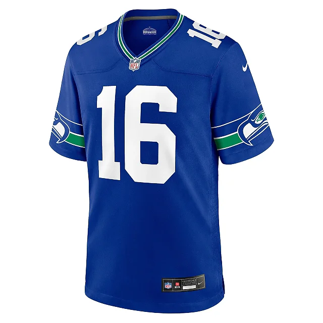 Zennovawear Men's Seattle Seahawks Tyler Lockett Royal Throwback Player Game Jersey