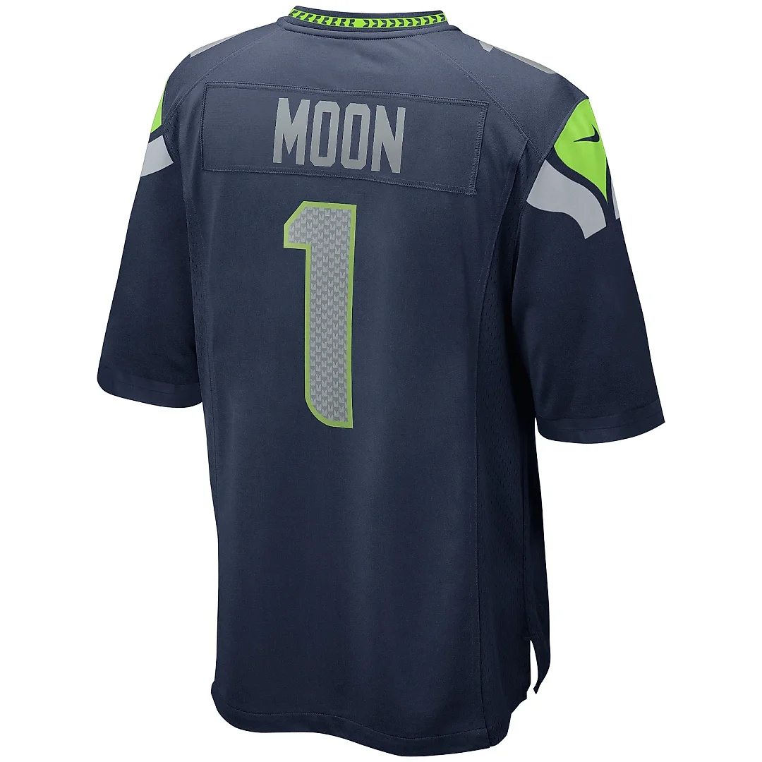 Zennovawear Men's Seattle Seahawks Warren Moon College Navy Game Retired Player Jersey