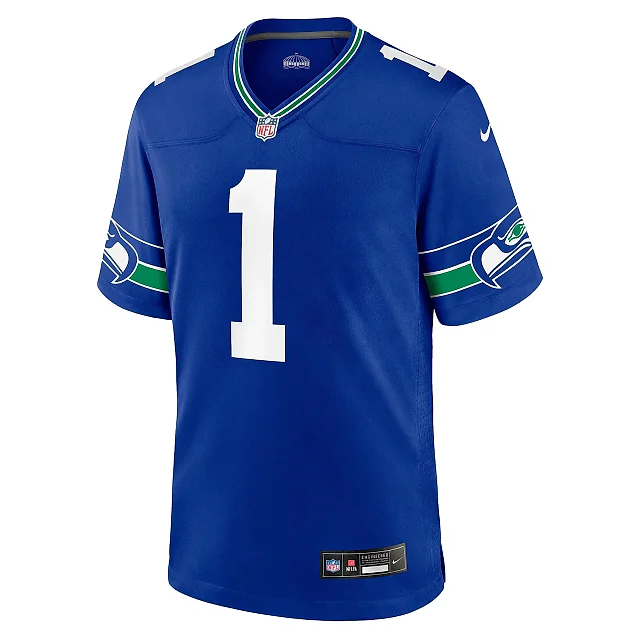 Zennovawear Men's Seattle Seahawks Warren Moon Royal Throwback Retired Player Game Jersey