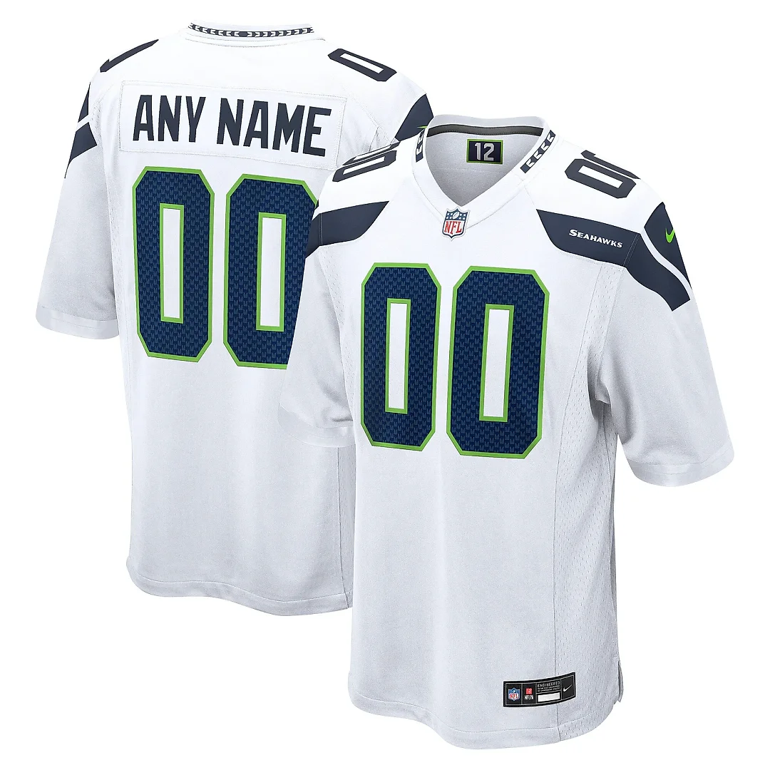 Zennovawear Men's Seattle Seahawks White Custom Game Jersey