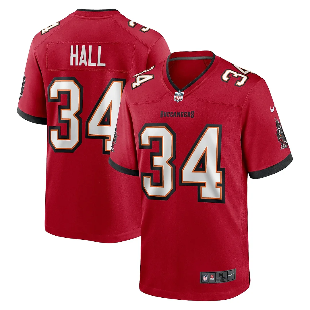 Zennovawear Men's Tampa Bay Buccaneers Bryce Hall Red Team Game Jersey