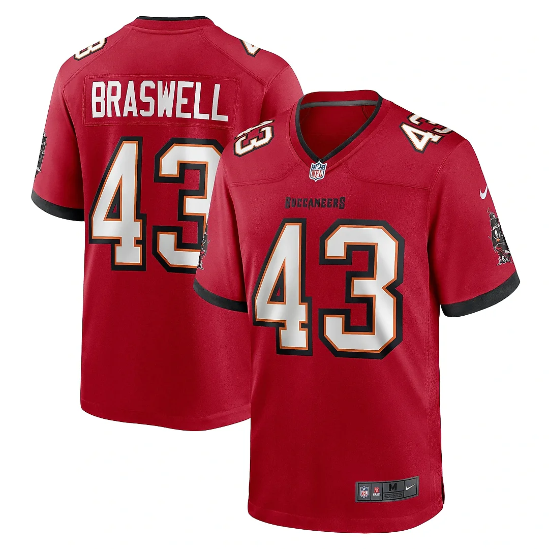 Zennovawear Men's Tampa Bay Buccaneers Chris Braswell Red Game Jersey