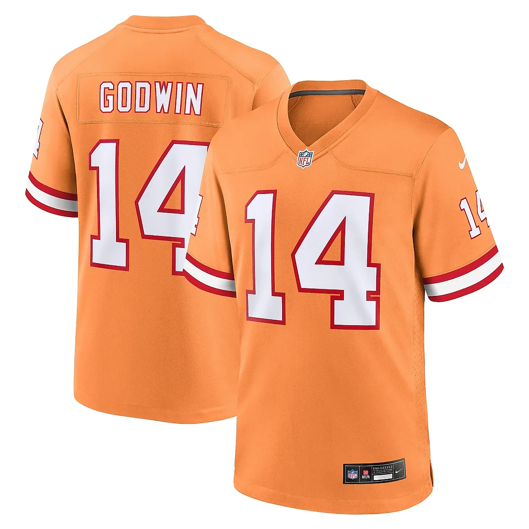 Zennovawear Men's Tampa Bay Buccaneers Chris Godwin Orange Throwback Game Jersey