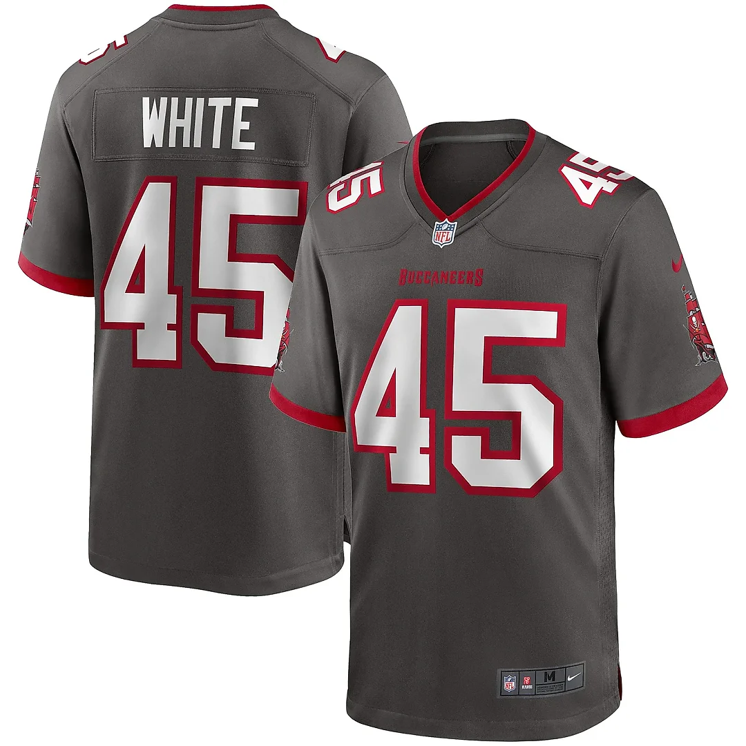 Zennovawear Men's Tampa Bay Buccaneers Devin White Pewter Game Jersey