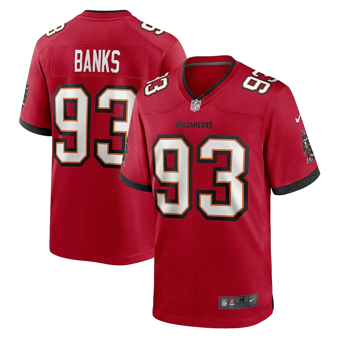 Zennovawear Men's Tampa Bay Buccaneers Eric Banks Red Game Jersey