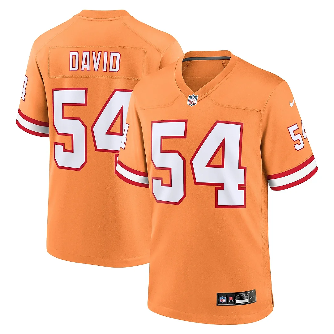 Zennovawear Men's Tampa Bay Buccaneers Lavonte David Orange Throwback Game Jersey