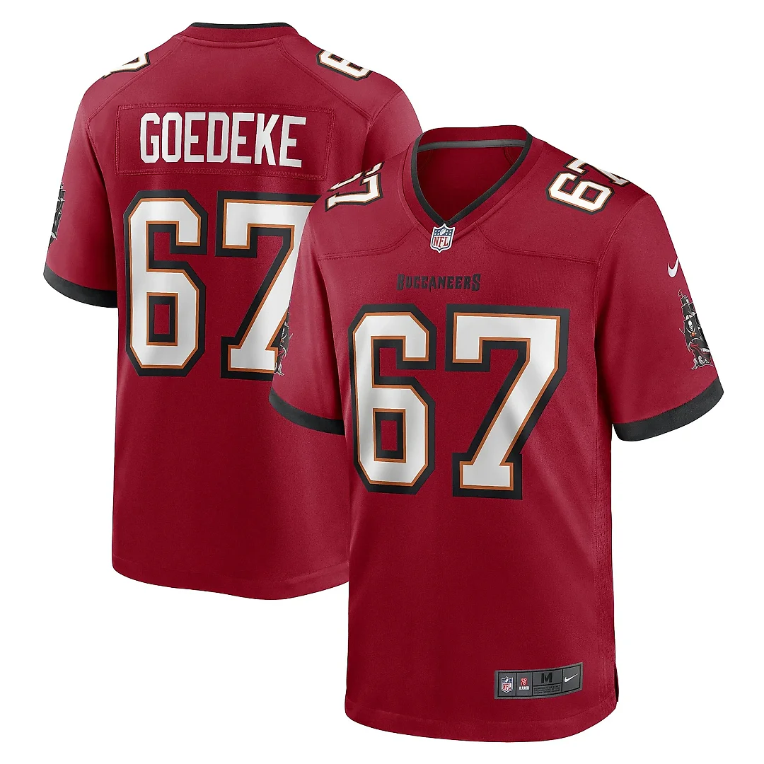 Zennovawear Men's Tampa Bay Buccaneers Luke Goedeke Red Game Player Jersey
