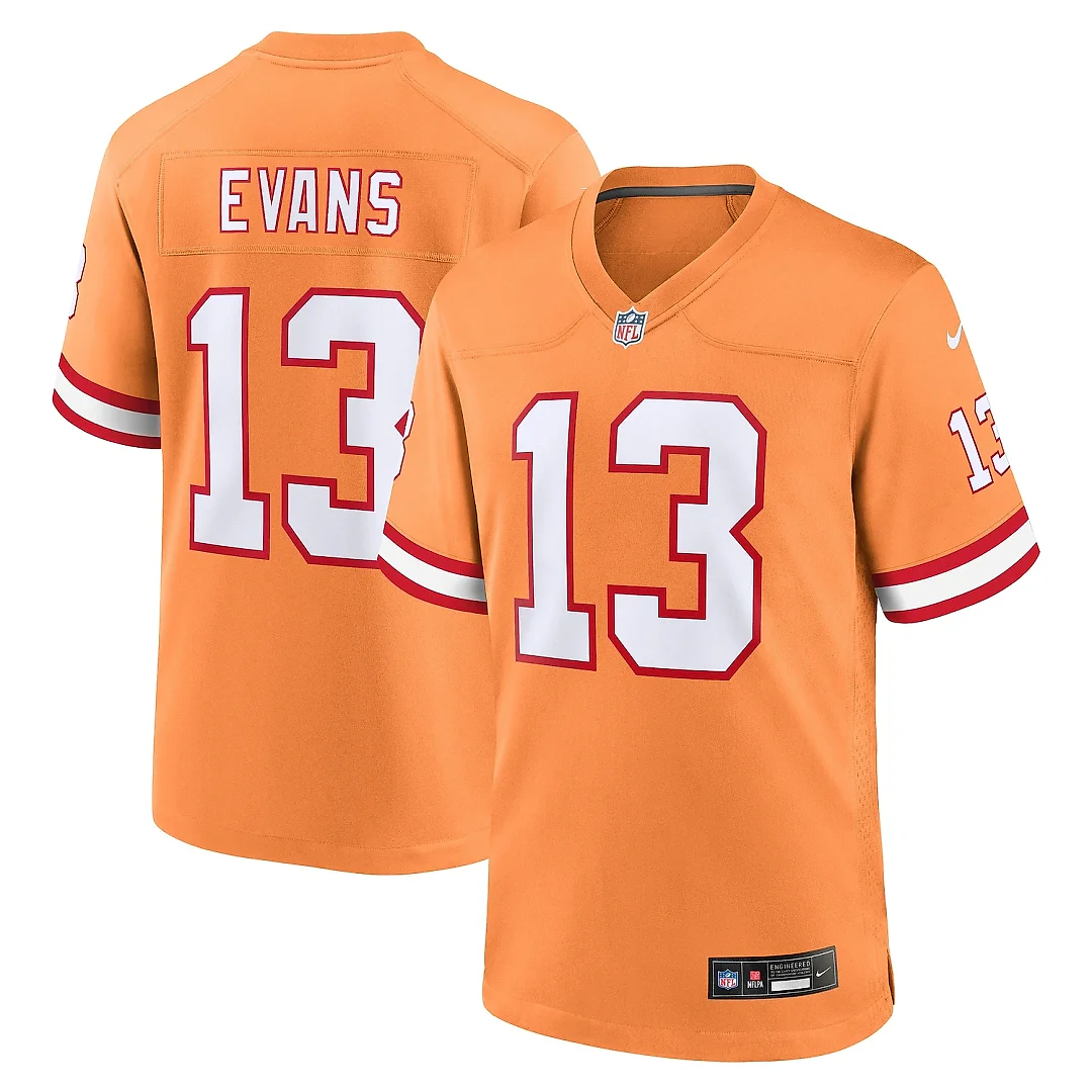 Zennovawear Men's Tampa Bay Buccaneers Mike Evans Orange Throwback Game Jersey