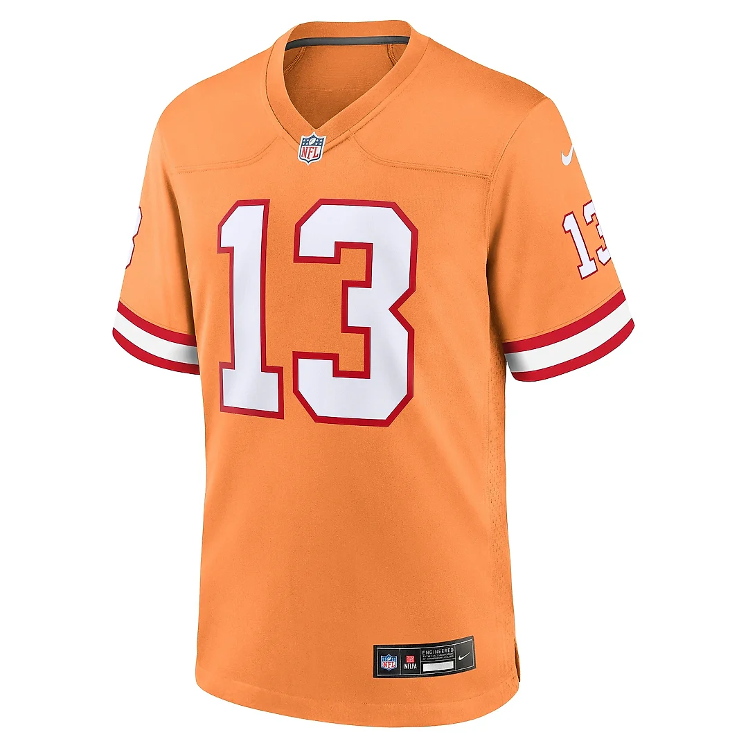 Zennovawear Men's Tampa Bay Buccaneers Mike Evans Orange Throwback Game Jersey