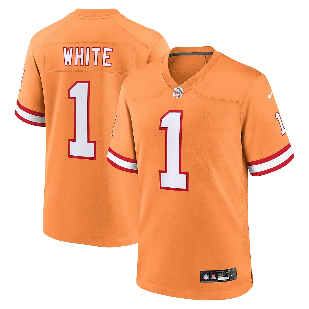 Zennovawear Men's Tampa Bay Buccaneers Rachaad White Orange Throwback Game Jersey
