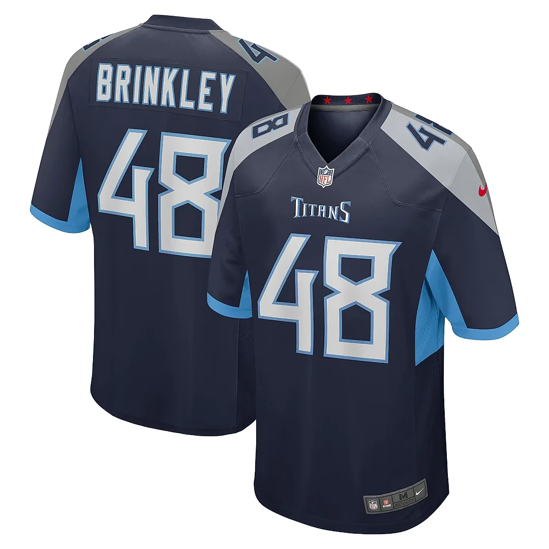 Zennovawear Men's Tennessee Titans Beau Brinkley Navy Game Jersey