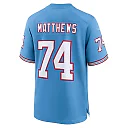 Zennovawear Men's Tennessee Titans Bruce Matthews Light Blue Oilers Throwback Retired Player Game Jersey