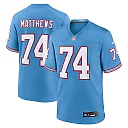 Zennovawear Men's Tennessee Titans Bruce Matthews Light Blue Oilers Throwback Retired Player Game Jersey
