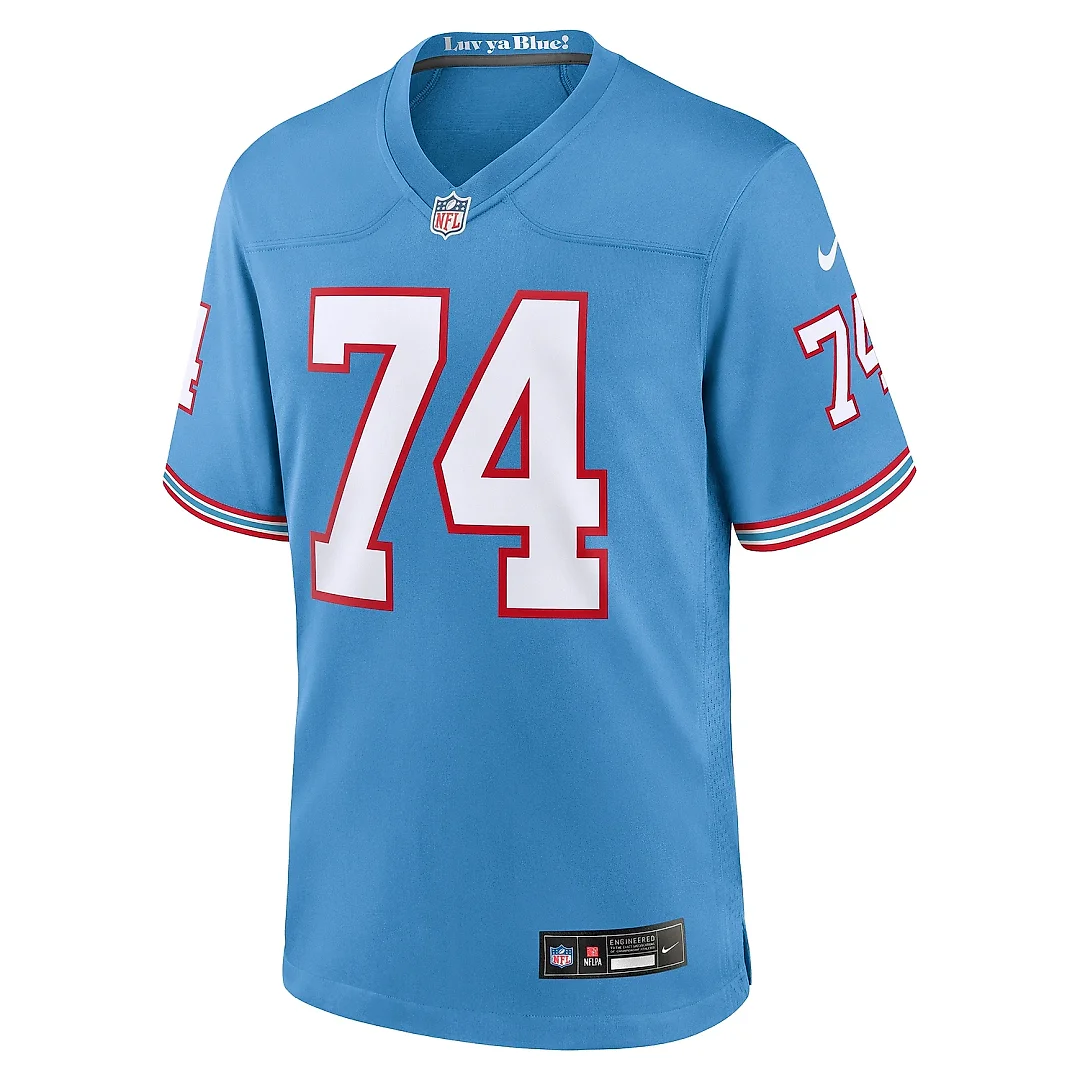 Zennovawear Men's Tennessee Titans Bruce Matthews Light Blue Oilers Throwback Retired Player Game Jersey