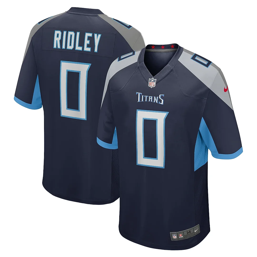 Zennovawear Men's Tennessee Titans Calvin Ridley Navy Game Jersey