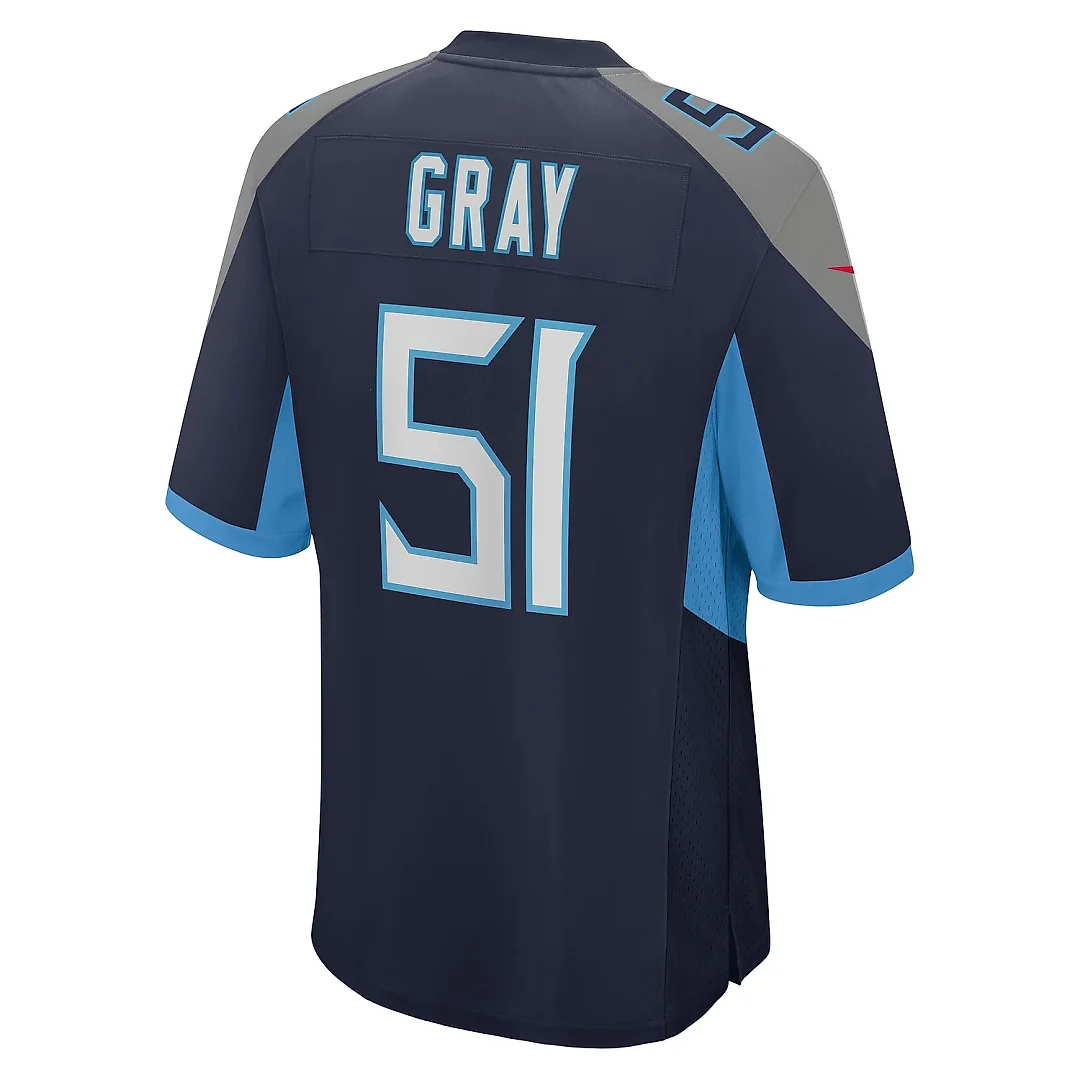 Zennovawear Men's Tennessee Titans Cedric Gray Navy Game Jersey