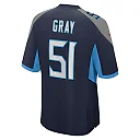 Zennovawear Men's Tennessee Titans Cedric Gray Navy Game Jersey