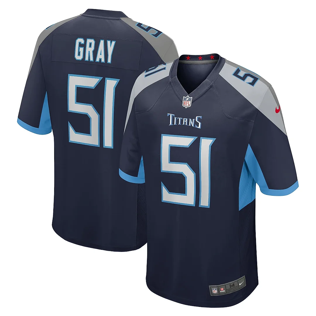 Zennovawear Men's Tennessee Titans Cedric Gray Navy Game Jersey