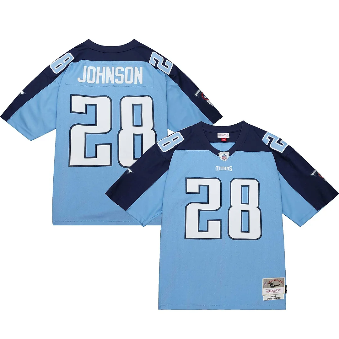 Zennovawear Men's Tennessee Titans Chris Johnson Mitchell & Ness Light Blue Legacy Jersey