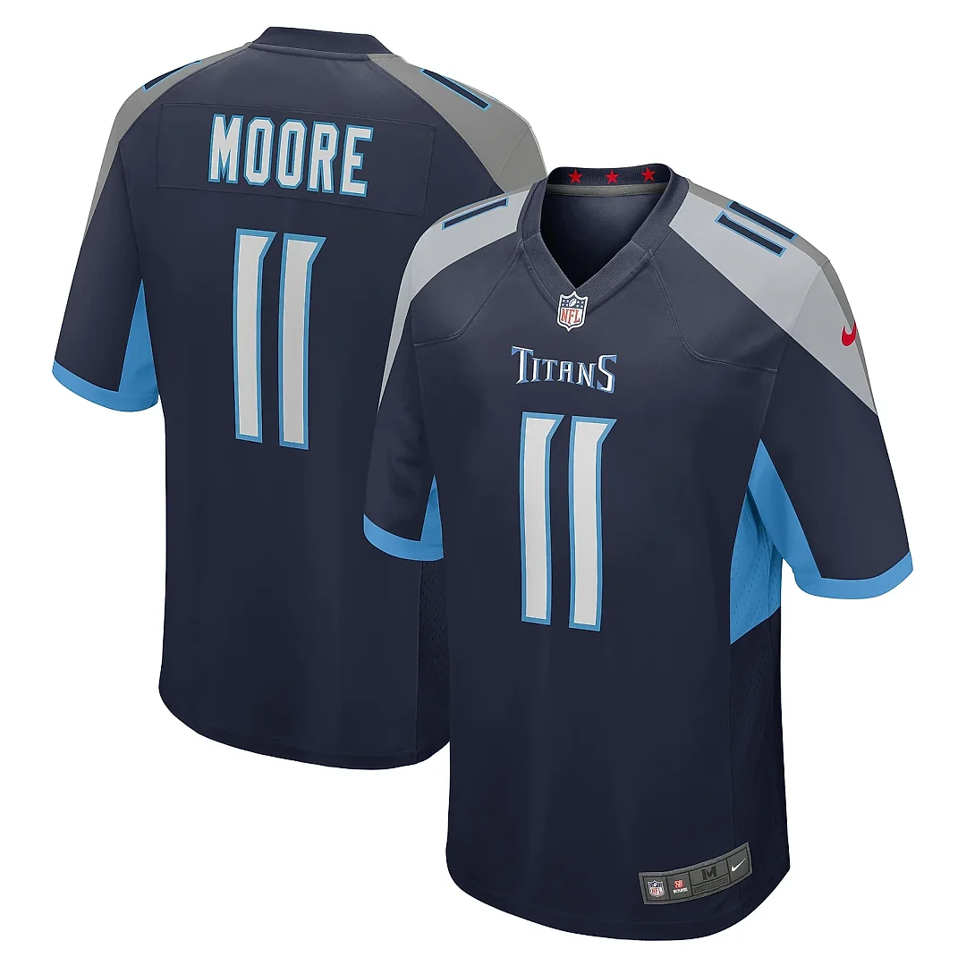 Zennovawear Men's Tennessee Titans Chris Moore Navy Game Jersey