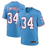 Zennovawear Men's Tennessee Titans Earl Campbell Light Blue Oilers Throwback Retired Player Game Jersey