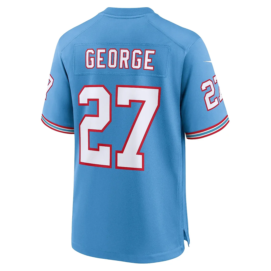 Zennovawear Men's Tennessee Titans Eddie George Light Blue Oilers Throwback Retired Player Game Jersey