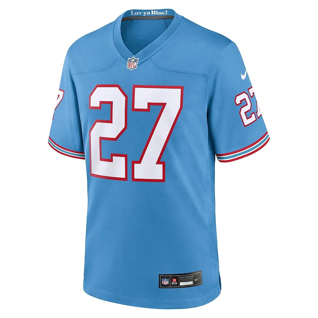 Zennovawear Men's Tennessee Titans Eddie George Light Blue Oilers Throwback Retired Player Game Jersey