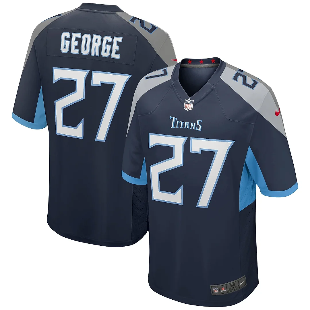 Zennovawear Men's Tennessee Titans Eddie George Navy Game Retired Player Jersey