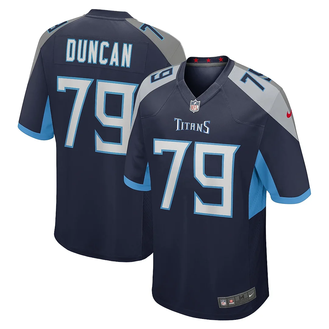 Zennovawear Men's Tennessee Titans Jaelyn Duncan Navy Team Game Jersey