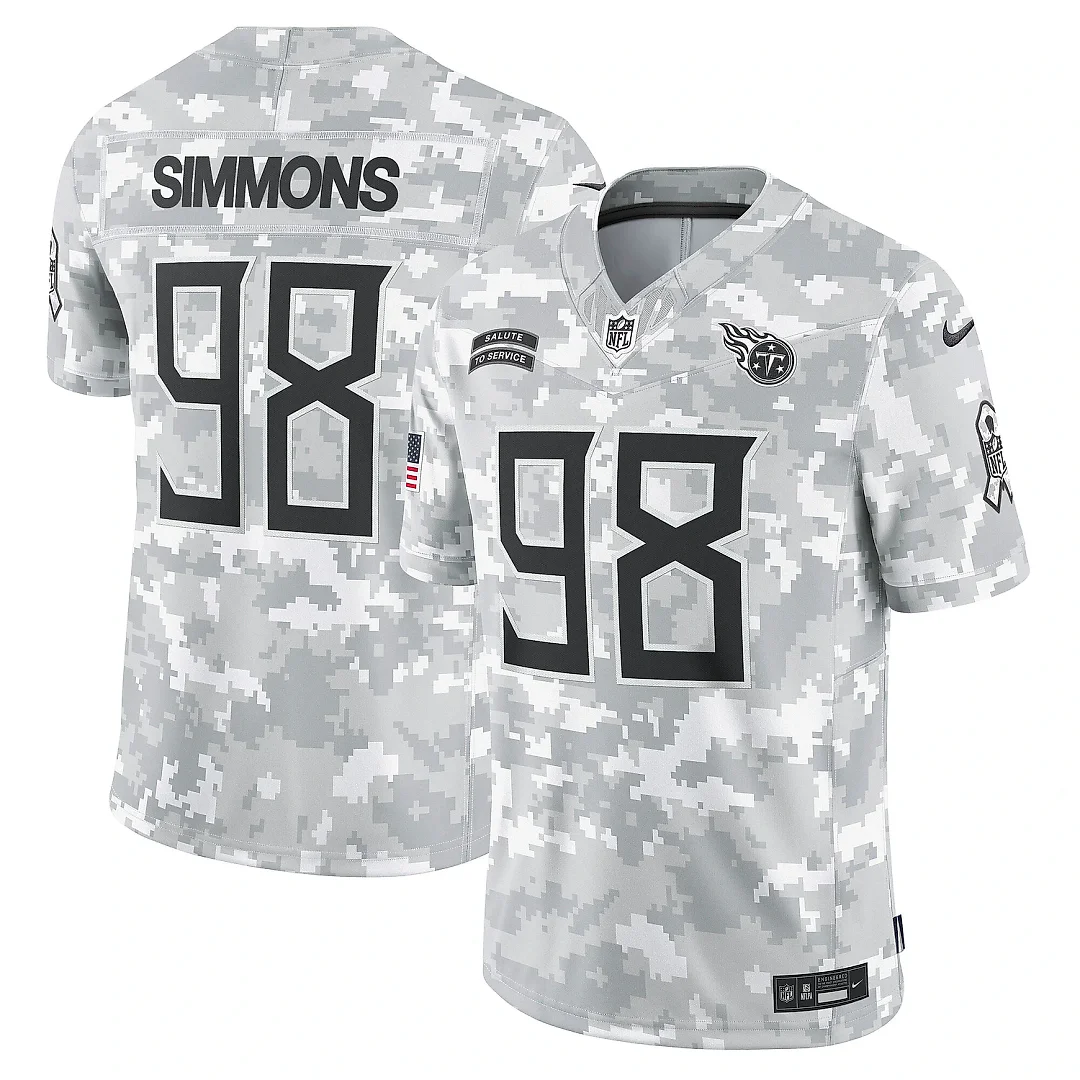 Zennovawear Men's Tennessee Titans Jeffery Simmons Arctic Camo 2024 Salute to Service Limited Jersey