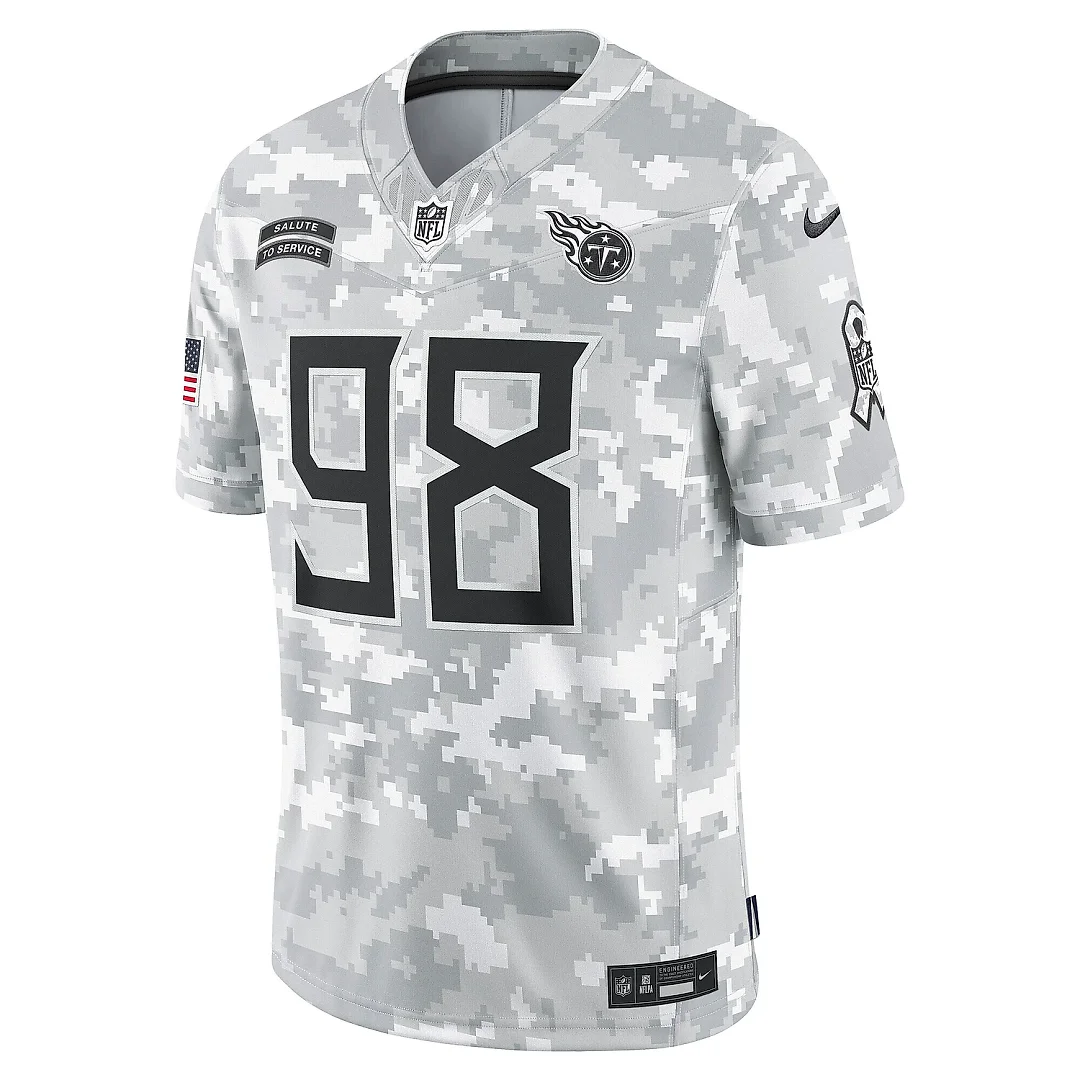 Zennovawear Men's Tennessee Titans Jeffery Simmons Arctic Camo 2024 Salute to Service Limited Jersey