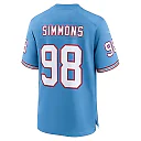 Zennovawear Men's Tennessee Titans Jeffery Simmons Light Blue Oilers Throwback Alternate Game Player Jersey