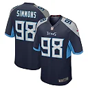 Zennovawear Men's Tennessee Titans Jeffery Simmons Navy Game Jersey