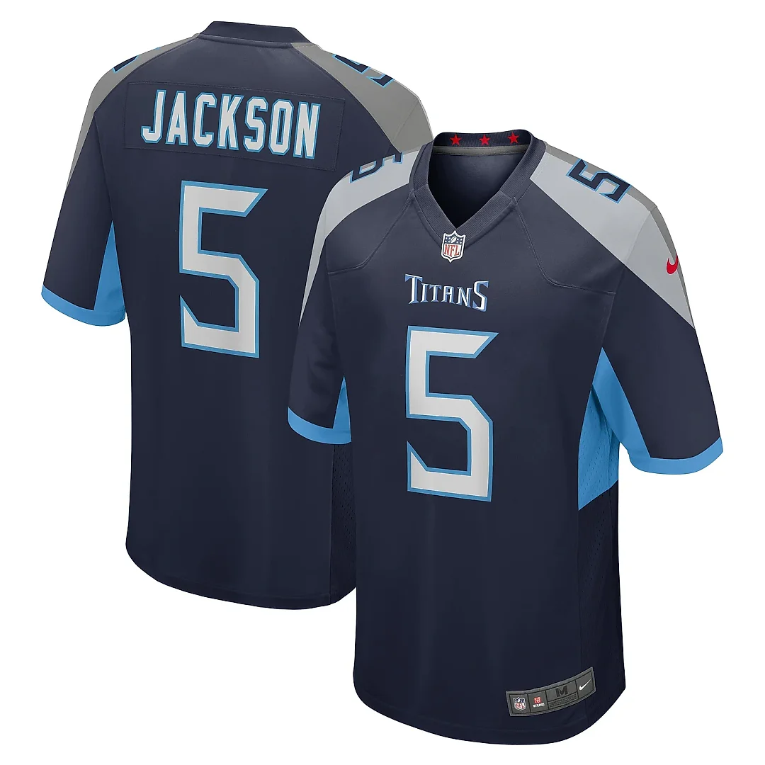 Zennovawear Men's Tennessee Titans Kearis Jackson Navy Team Game Jersey