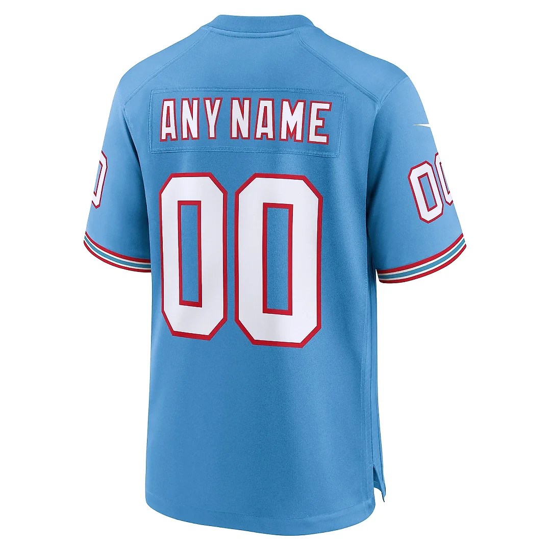 Zennovawear Men's Tennessee Titans Light Blue Oilers Throwback Custom Game Jersey