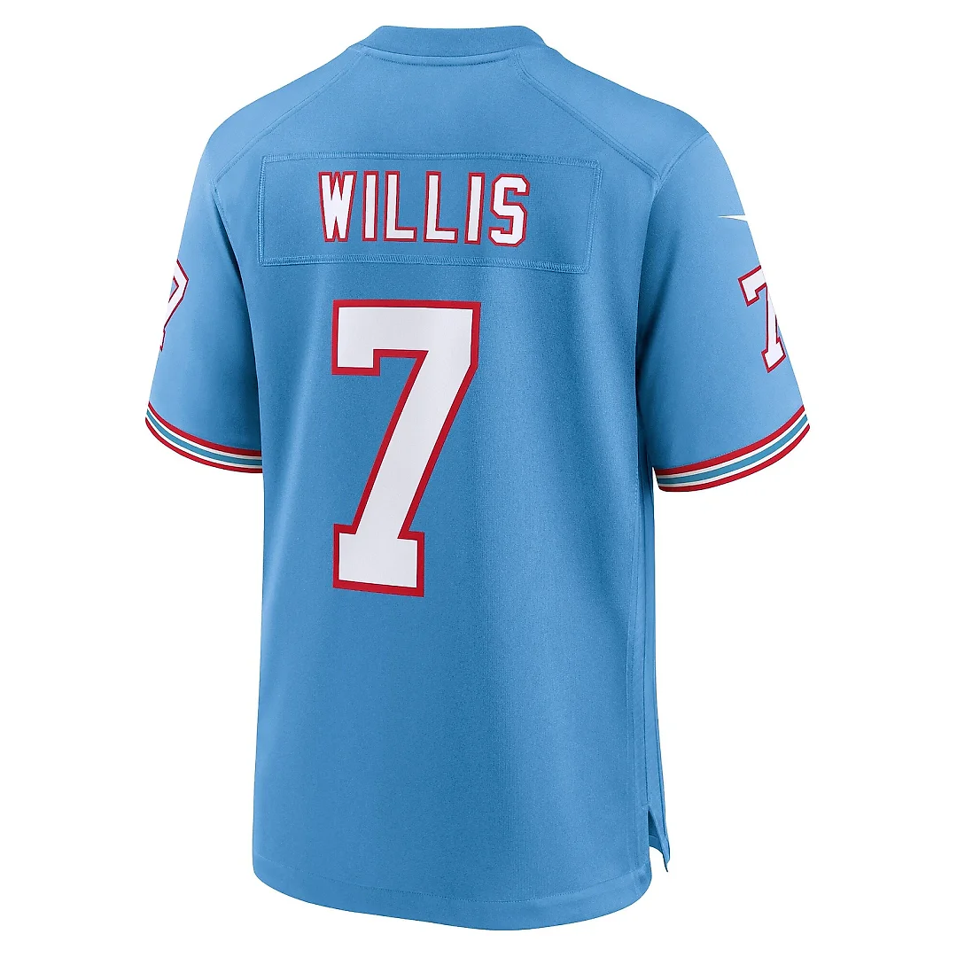 Zennovawear Men's Tennessee Titans Malik Willis Light Blue Oilers Throwback Alternate Game Player Jersey