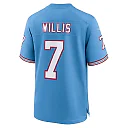 Zennovawear Men's Tennessee Titans Malik Willis Light Blue Oilers Throwback Alternate Game Player Jersey
