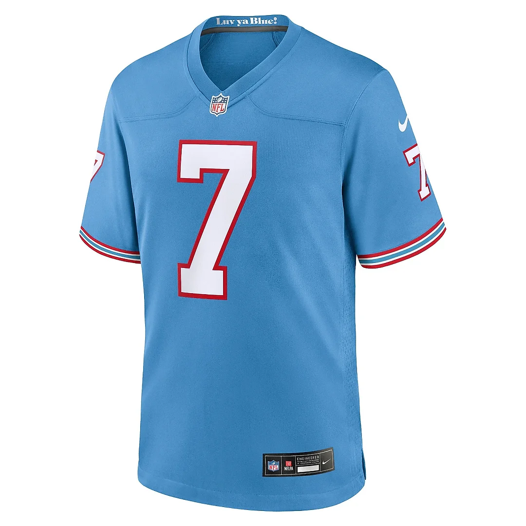 Zennovawear Men's Tennessee Titans Malik Willis Light Blue Oilers Throwback Alternate Game Player Jersey