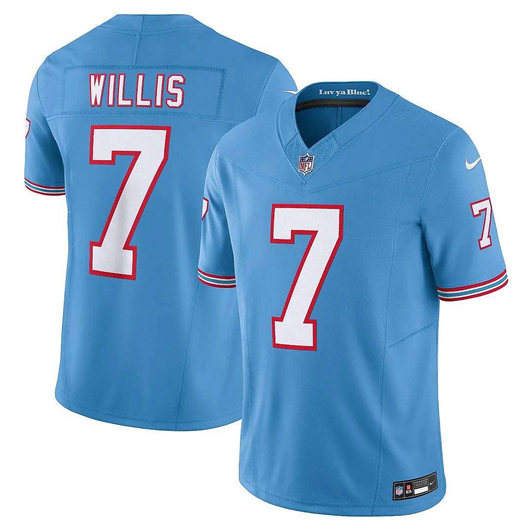 Zennovawear Men's Tennessee Titans Malik Willis Light Blue Vapor F.U.S.E. Limited Jersey
