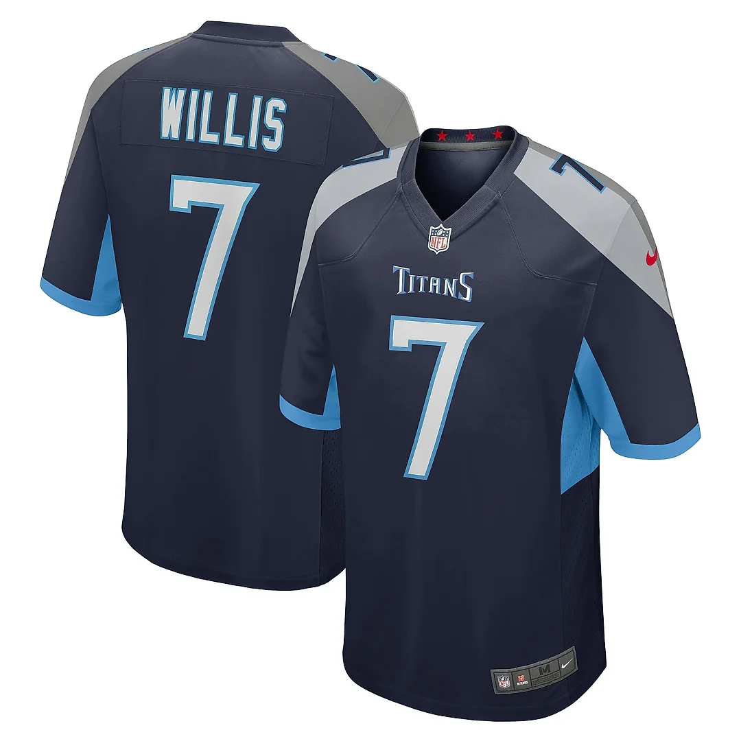 Zennovawear Men's Tennessee Titans Malik Willis Navy Player Game Jersey