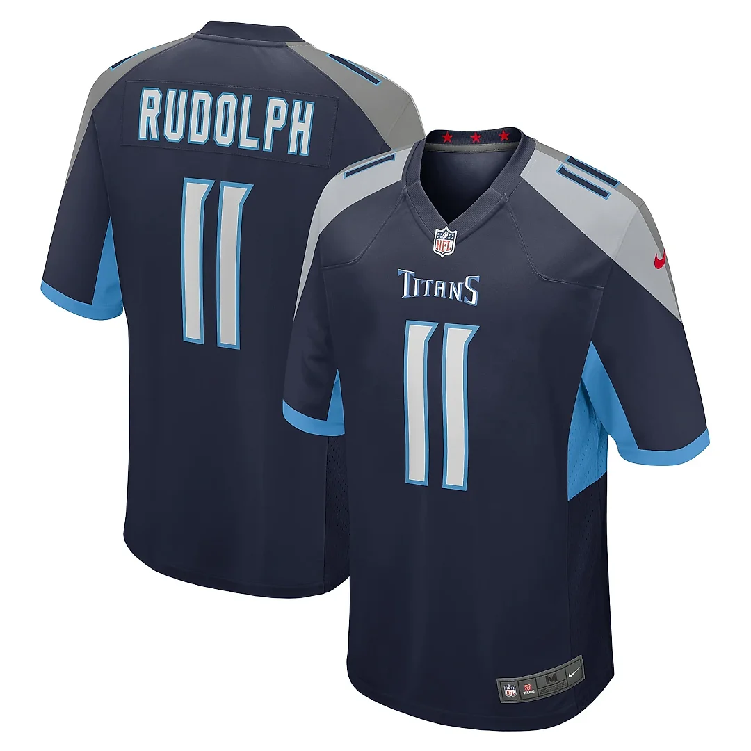 Zennovawear Men's Tennessee Titans Mason Rudolph Navy Game Jersey