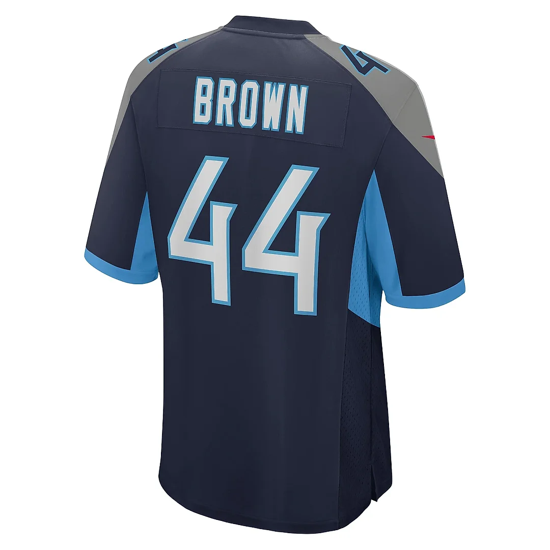 Zennovawear Men's Tennessee Titans Mike Brown Navy Game Jersey