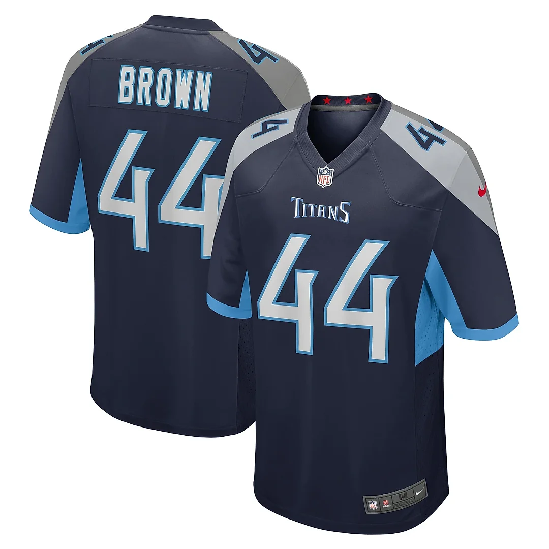 Zennovawear Men's Tennessee Titans Mike Brown Navy Game Jersey