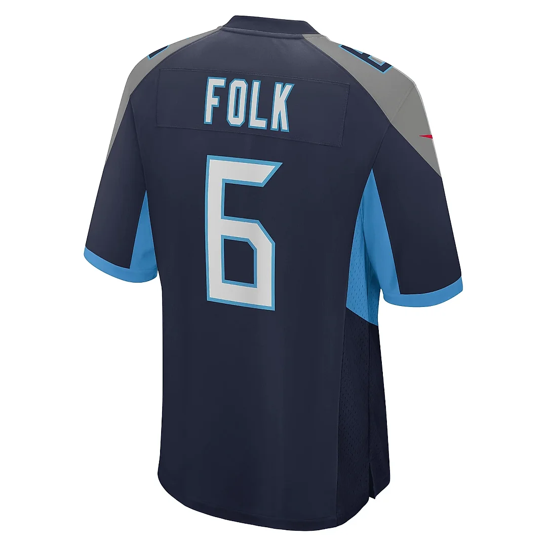 Zennovawear Men's Tennessee Titans Nick Folk Navy Team Game Jersey