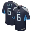Zennovawear Men's Tennessee Titans Nick Folk Navy Team Game Jersey