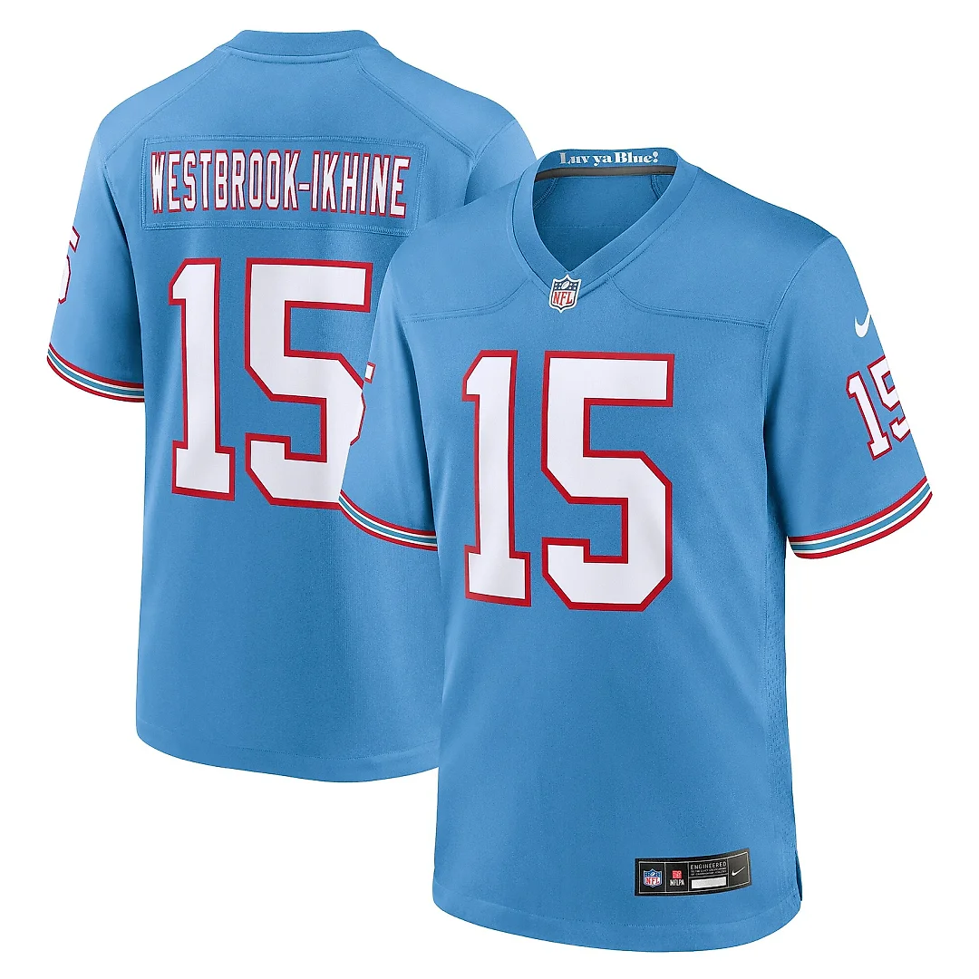 Zennovawear Men's Tennessee Titans Nick Westbrook-Ikhine Light Blue Oilers Throwback Player Game Jersey