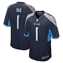 Zennovawear Men's Tennessee Titans Number 1 Dad Navy Game Jersey